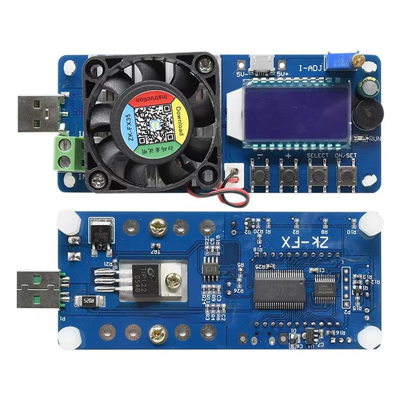 Top Deals Adjustable Resistor Battery Capacity Tester FX35 5A 35W Electronic Load Tester USB Power Tester LCD Display