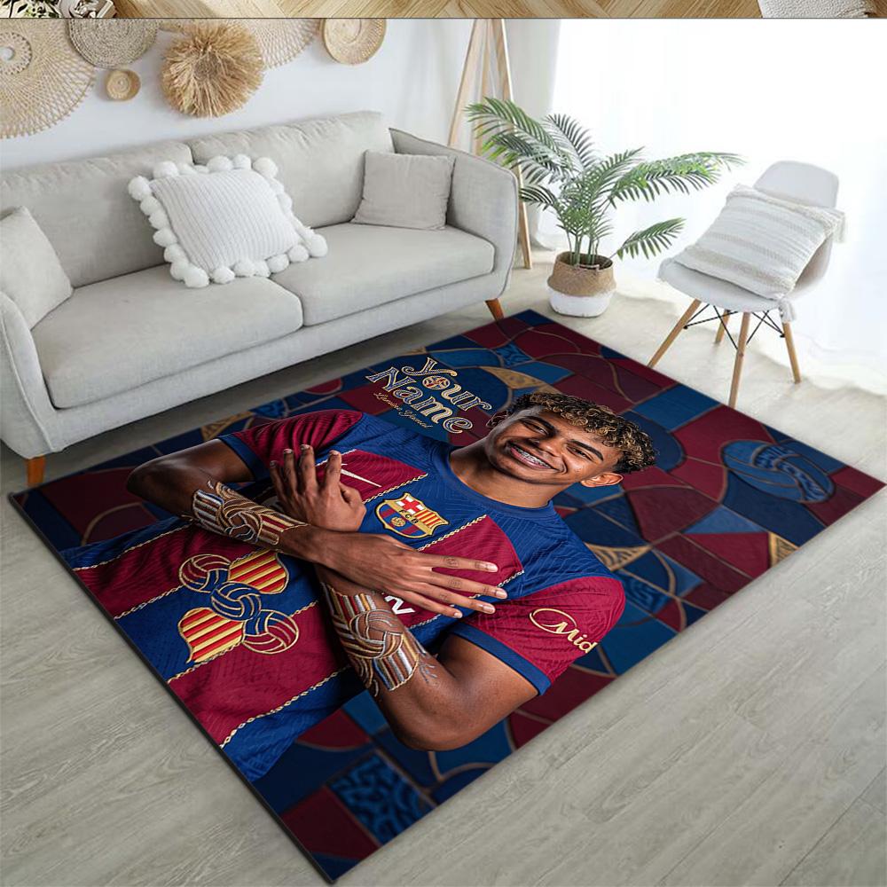Lamin Yamal Customized Name Floor Rug Office Rug Design For Outdoor Living Rooms Entryway Kitchen Antislip Carpet Anime Office Decor Wedding Party Gif