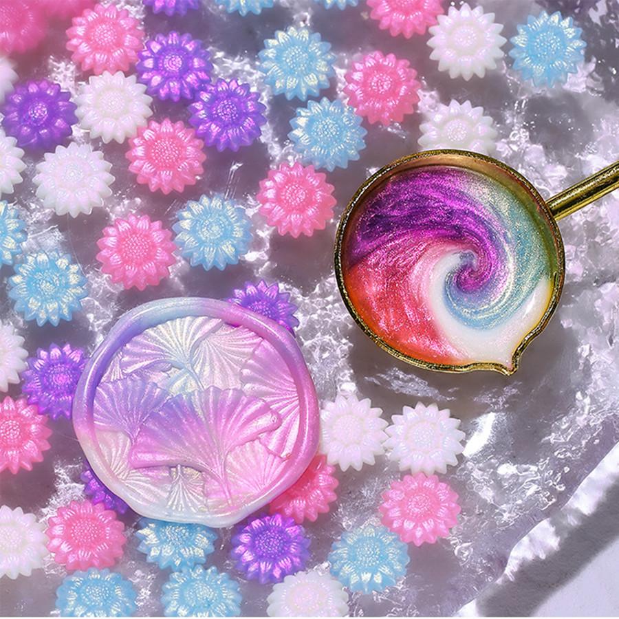 100 шт./пакет, воск для сургуча цвета Авроры, подсолнух, смешанные цвета, для свадебных приглашений, конвертов, упаковки винных подарков