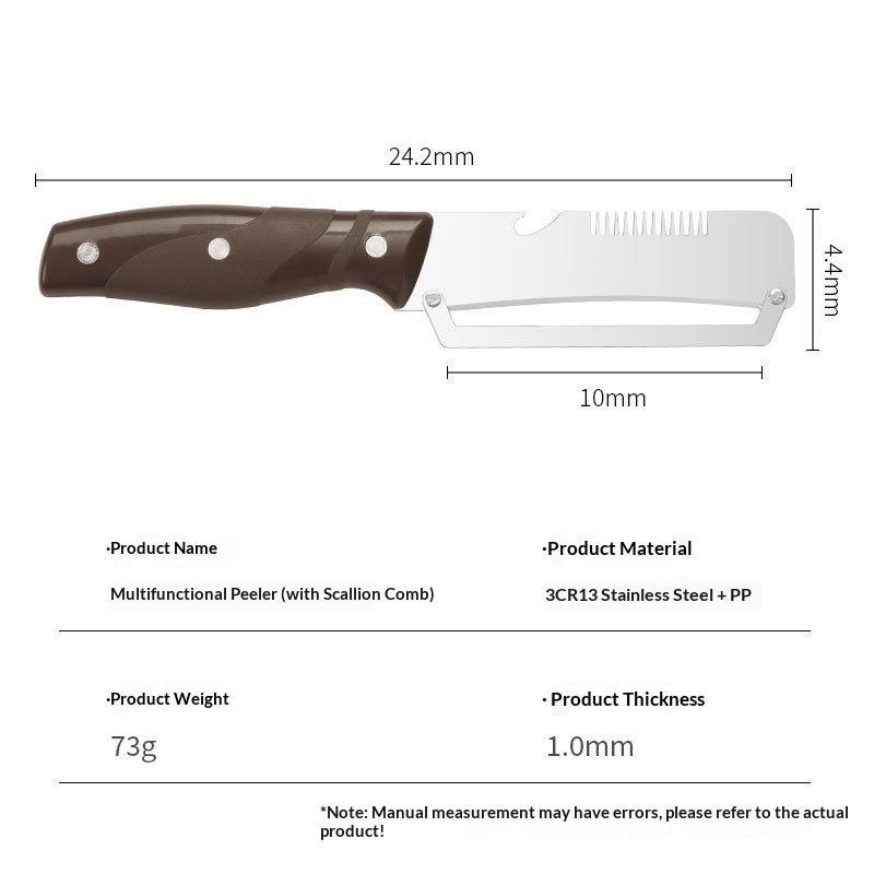 Versatile Peeler Knife with 3-in-1 Serrated Blade and Built-in Opener for Convenient Kitchen Use