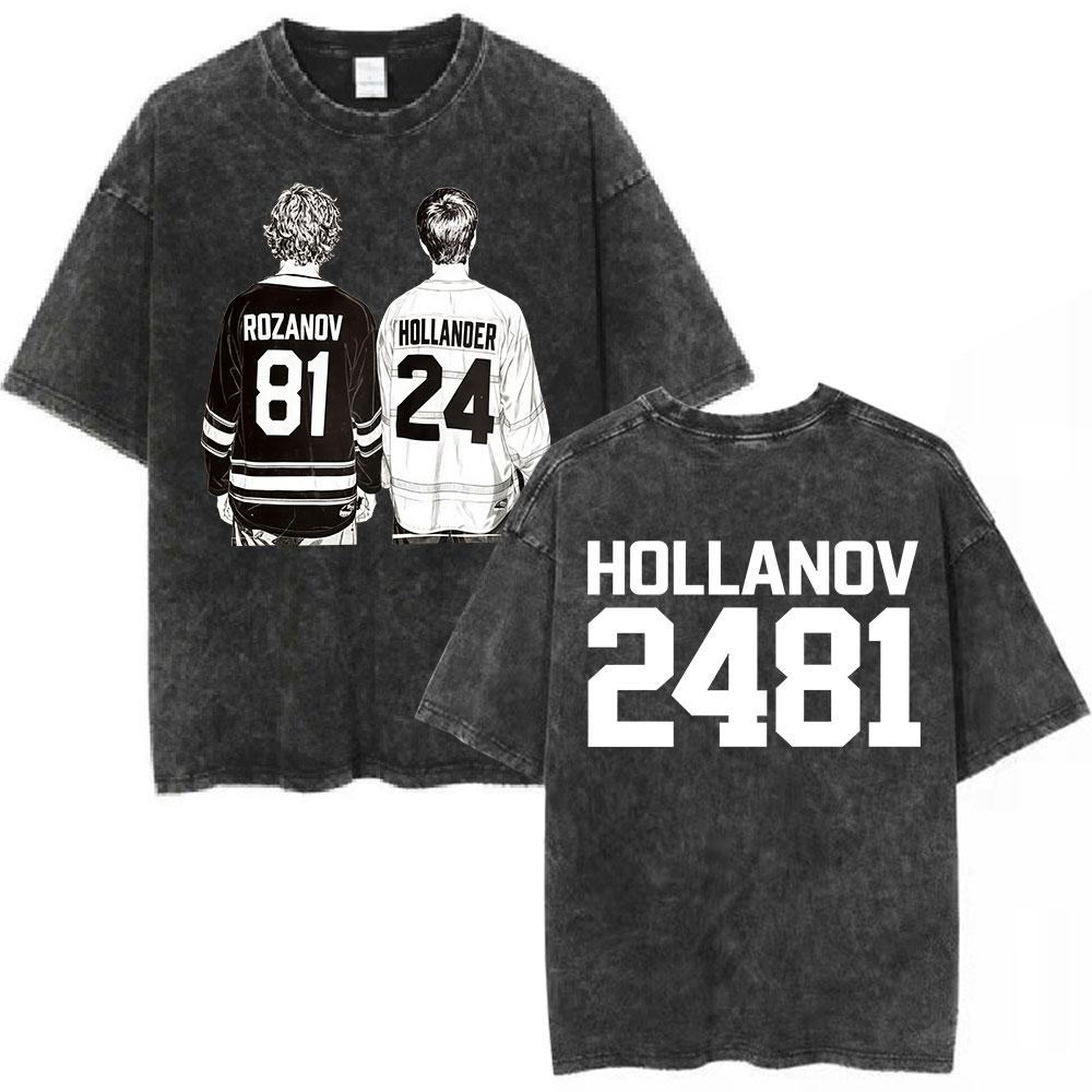Heated Rivalry Shane Hollander Ilya Rozanov Hollanov washed Vintage Tshirt Men Women Fashion Oversized T Shirts Streetwear