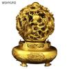 13x15cm Brass Nine Turn Qiankun Dragon Tripod Feng Shui Accessories Attract Wealth Living Room Shop Office Wine Cabinet Decorate