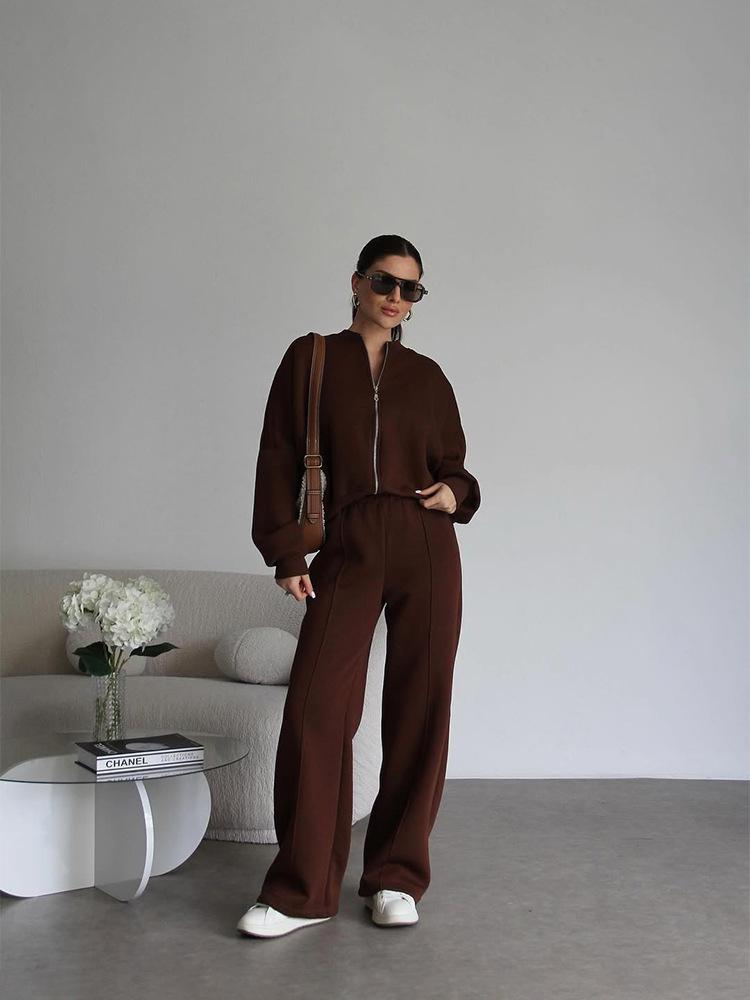 Women's Casual 2-Piece Set American Style Hoodie Jacket and Jogger Pants Streetwear Sportswear