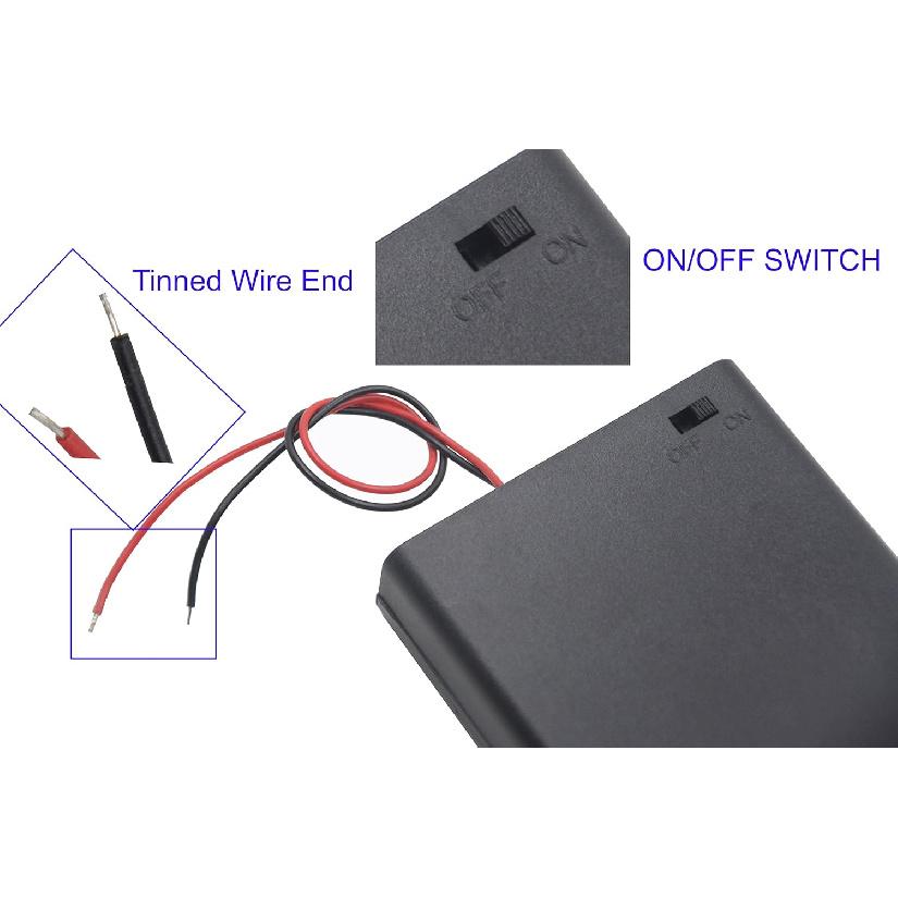 (Pack of 2 4 AA 6V Battery Holder with Switch, 4X 1.5V AA Battery Holder with Leads and Switch