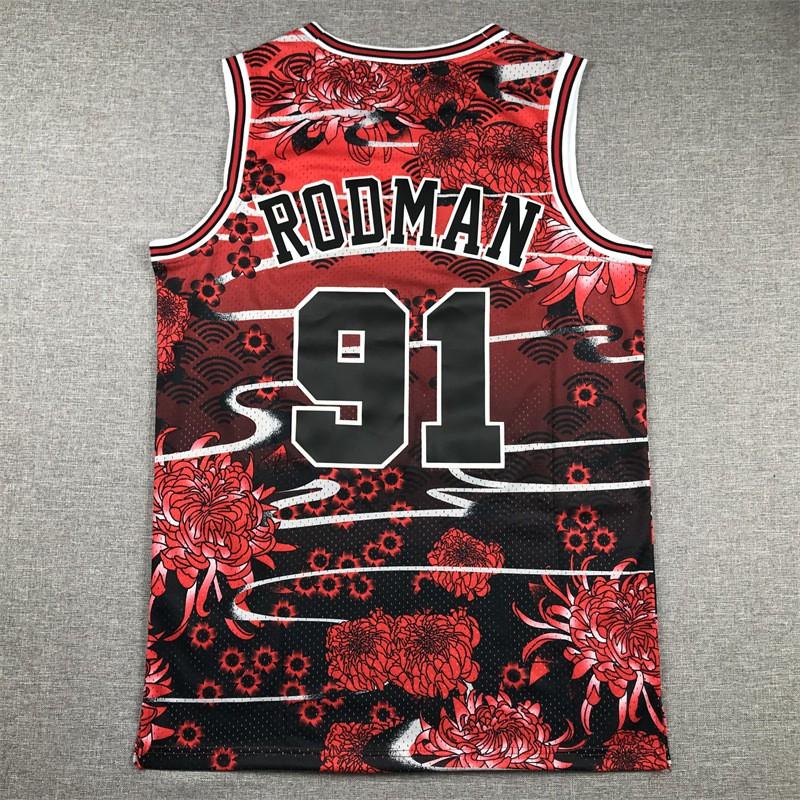 Rabbit Chicago Bulls 91 Dennis Rodman Embroidered Basketball Jersey Cotton Blend All Unisex Adult