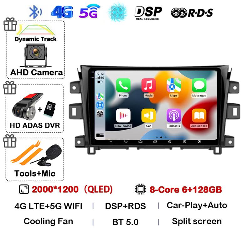 Android 14 Carplay Auto 360 Camera для Nissan NAVARA Frontier NP300 2011 - 2018 Мультимедийный видеоплеер GPS Автомобильное радио DSP Stereo
