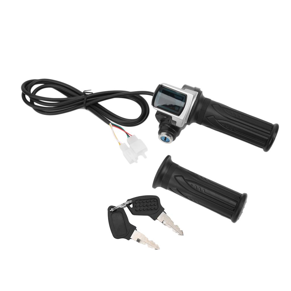 Electric Bike Twist Throttle Grip Lock Key Set LED Indicator for Motorcycle Scooter 48V
