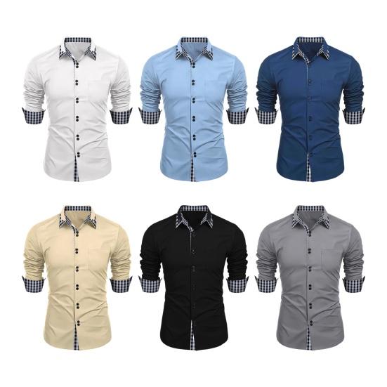 Мужская весенняя рубашка с цветными блоками и клетчатым принтом, однобортная приталенная рубашка с длинным рукавом и пуговицами с лацканами, уличная одежда, повседневная деловая рубашка-кардиган, пальто