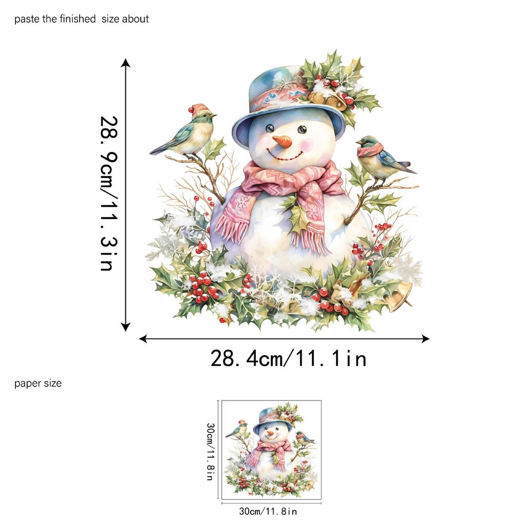 Christmas, Pink Scarf Snowman, Glass Sticker, Bedroom Balcony, Window Decoration, Glue Free, Electrostatic Sticker, Party Decoration