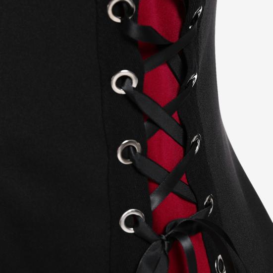 Женское платье для косплея, готический цвет, на шнуровке, на бретельках, нерегулярный подол, с капюшоном и длинными рукавами, на молнии, фестиваль, Хэллоуин, миди