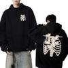 Готический Харадзюку Скелет Кошка Двусторонняя печать Толстовки Мужские женские Флис Повседневный стритвир пуловеры Унисекс винтажная Толстовка