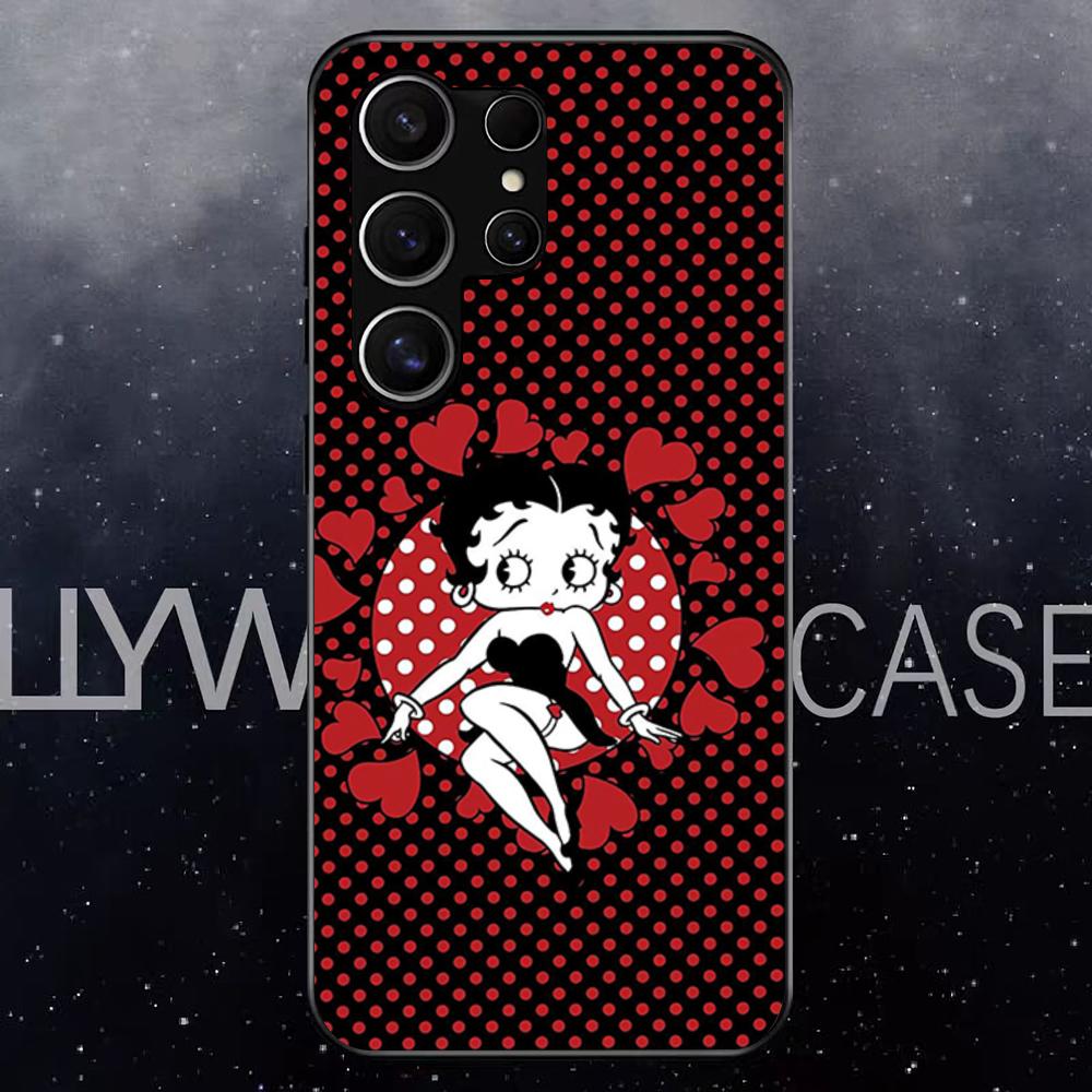 Чехол Betty Beautiful B-boop для Samsung S25 Edge Ultra S23 S22 S21 S20 Ultra Plus S24 Fe A54 A53 A25 Стеклянная крышка