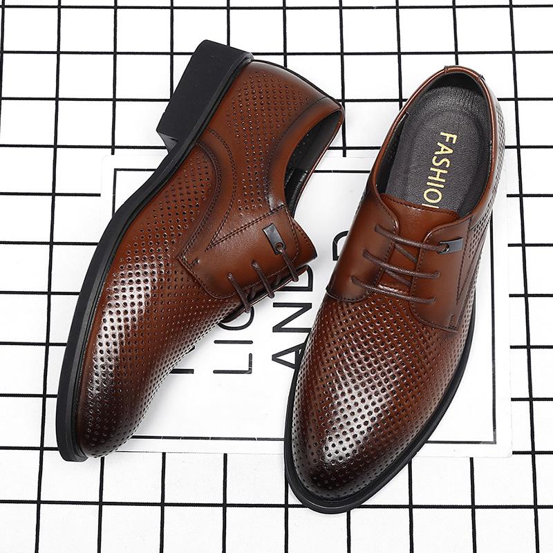 2025 Men's Business Dress Leather Shoes Men's Summer Leather Hollow Breathable Cool Leather Shoes Hole Shoes Men's Shoes 2288-1