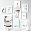 Girl Coconut Tree Van Surfboard Flamingo Wall Art Canvas Painting Nordic Posters And Prints Wall Pictures For Living Room Decor