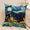 Catoon Starry Sky Dog Cushion Cover Silky Short Plush Double-Sided Printed Pillow Case for Sofa All Seasons Home Decor Gift