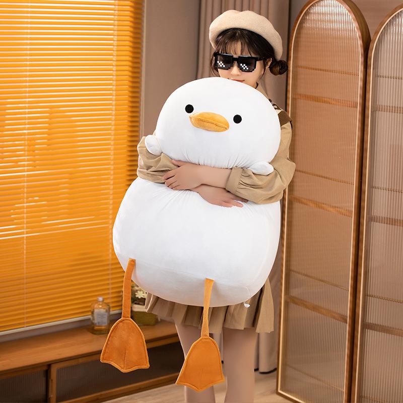 Мягкая плюшевая уточка из мультяшного пуха и хлопка, большая белая утка, супер мягкая большая плюшевая игрушка-подушка, кукла, супер милая большая белая утка