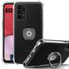 Protective Case - BOOLING - for Samsung Galaxy A13 - Transparent Silicone - Shockproof - Black Ring Stand