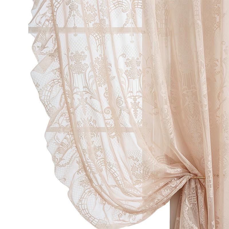 French Style Sheer Curtain Lace Ruffle Vintage Creamy Light Filtering Bedroom Living Room