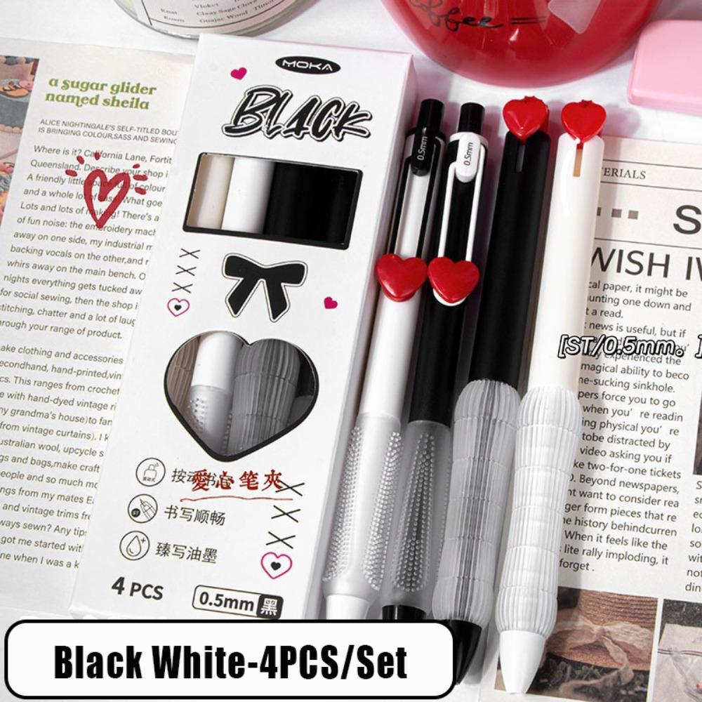 4PCS/Set 0.5mm Black Ink Gel Pen Press Using Ballpoint Pen High Quality Neutral Pen Students