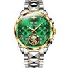 Automatic Watch Green Dial Popular Skeleton Sapphire Tungsten Waterproof Date Luminous Green Men's