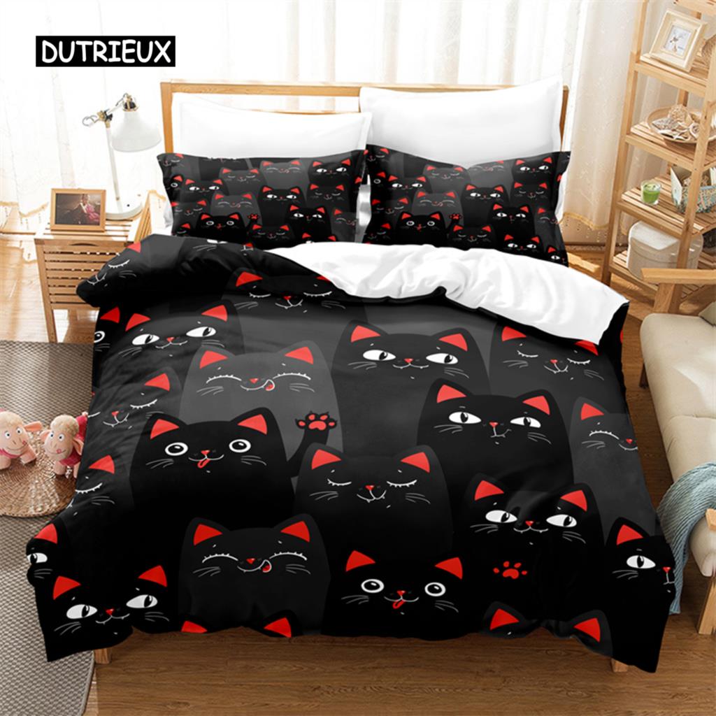 Cartoon ChildrenS Cat Bedding Collection Duvet Cover Collection 3D Bedding Digital Printing With Bed Linen Queen Size Bedding Collection Fashion De