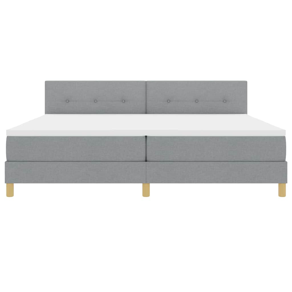 LED Boxspring Bed with Headboard Light Gray 200 x 200 cm Fabric