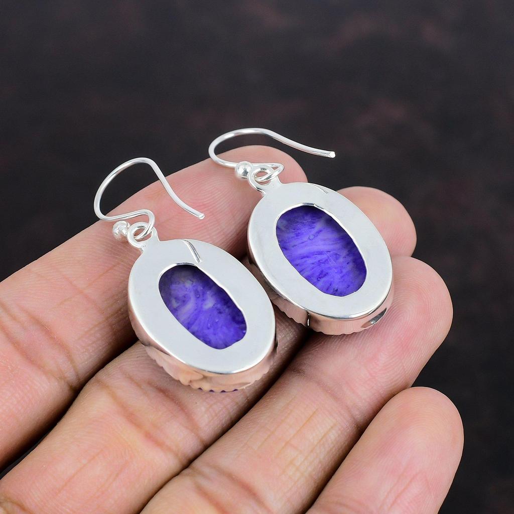 Charoite Earring Gemstone Handmade Earrings 925 Sterling Silver Earrings Designer Jewelry Brand New Earring Charoite Jewelry Gifts For Wife