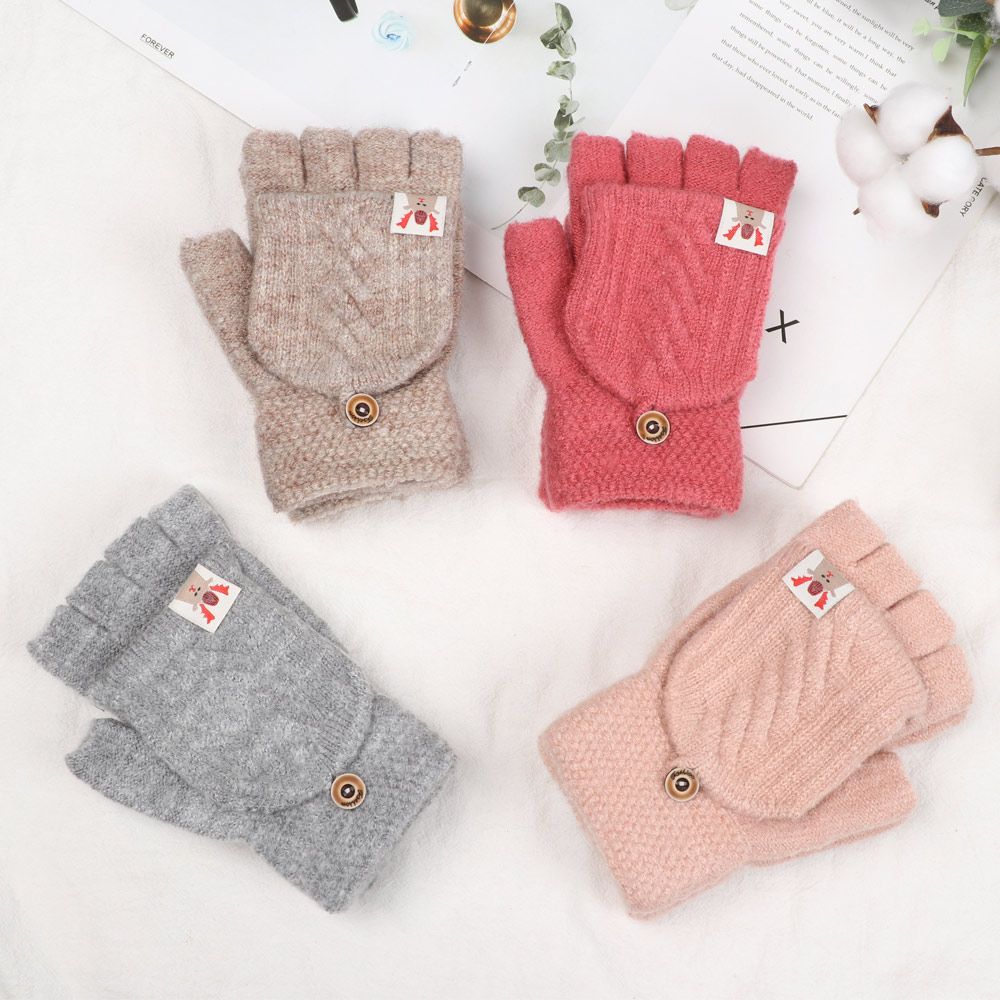 Подарок Флип Эластичные Держите Пальцы в Тепле Митенки без Пальцев Вязаные Перчатки Половина Закрытые Утепленные Теплые