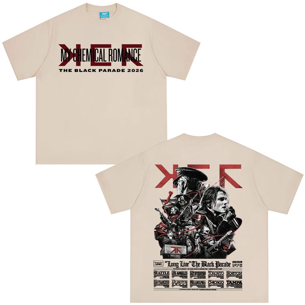 Rock Band My Chemical RoUnisexce Tshirt The Black Parade Tour Tshirts Unisexs Clothing Vintage Gothic Punk Oversized YK Top