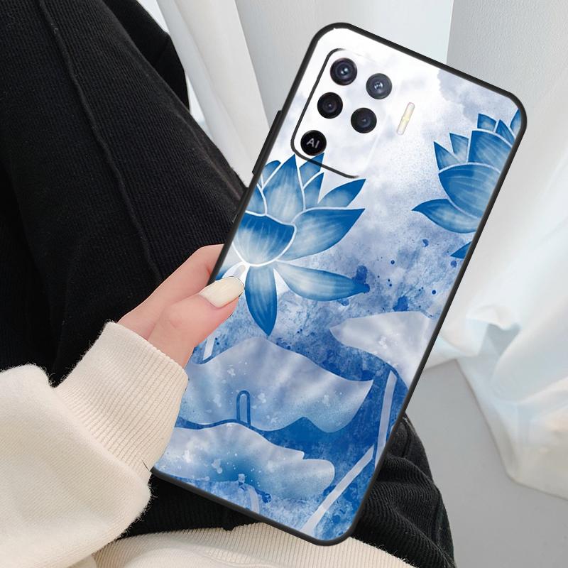 Чехол-цветок лотоса для Oppo A18 A38 A58 A78 A98 A80 A60 A40 A96 A76 A16 A94 A74 A54 A15 A17 A57 A77 A5 Pro