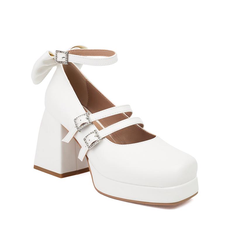 ANNYMOLI, женские туфли-лодочки Мэри Джейн, туфли-лодочки с квадратным носком, высокие каблуки, пряжка, бант, ремешок на щиколотке, перчатки, туфли, женская модная обувь, весна-осень 46