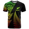 T-shirt with Maori Totem Fern Print Crew Neck Casual Sports Top Breathable Comfortable