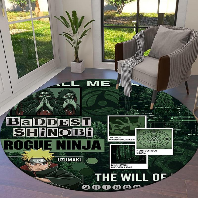 Naruto Round Area Rug Carpet Rug For Living Room Bedroom Sofa Playroom Decor Nonslip Floor Mat
