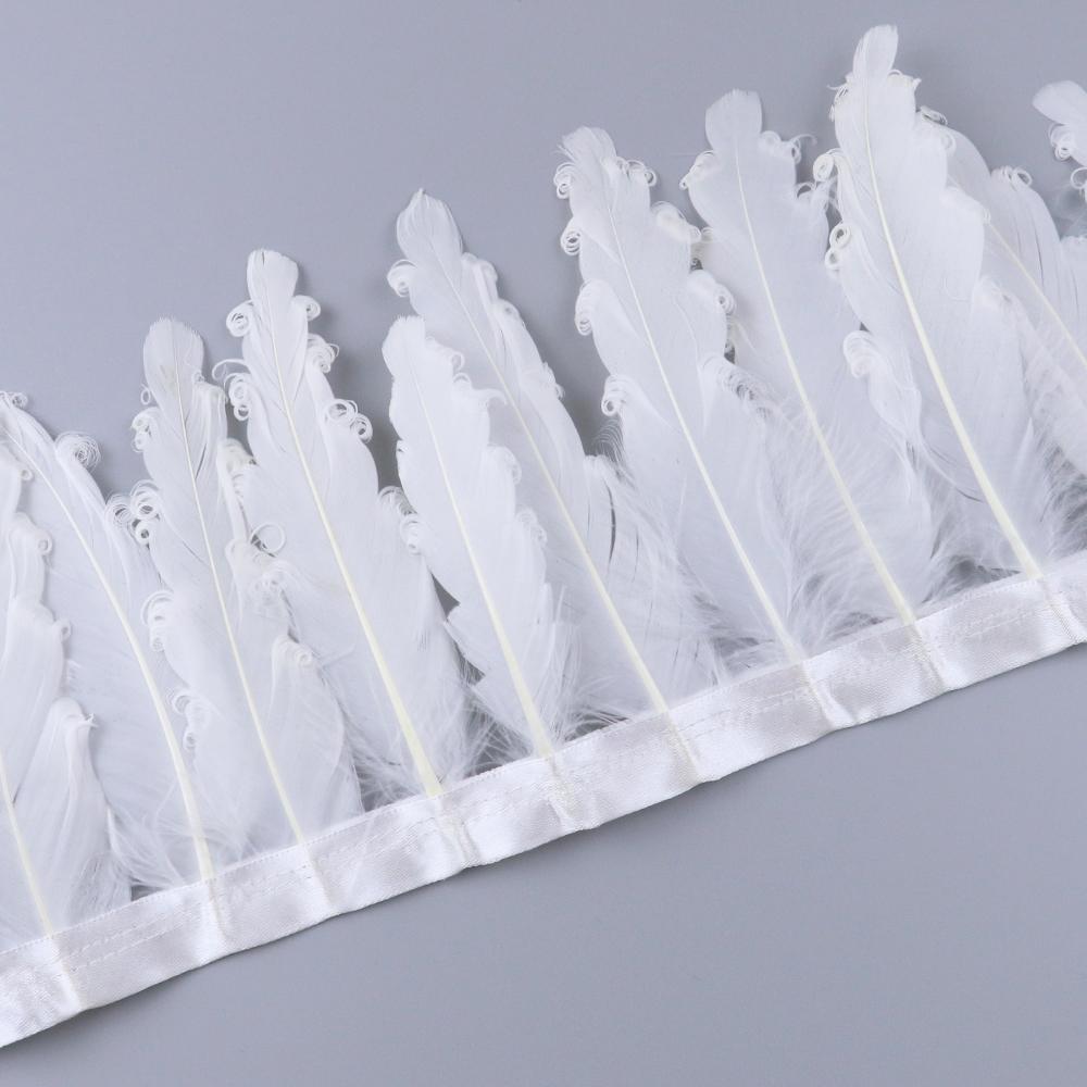6-8" White Curly Goose Feather Trim Ribbon Making Christmas Decorative Festivals Crafts Natural Swan Pluma Trimming Handicraft