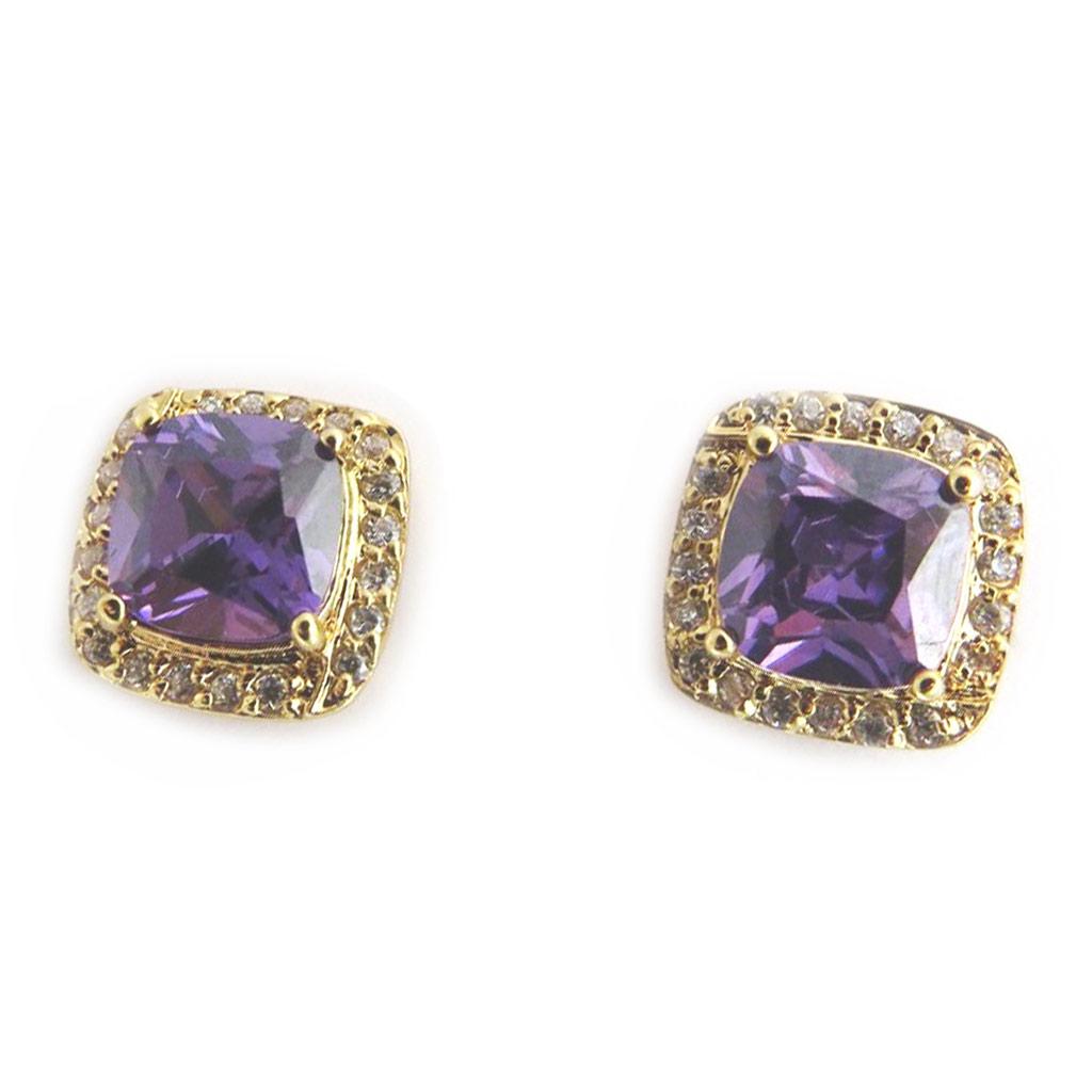 Les Trésors De Lily [M6730] - Gold Plated 'Sissi' Amethyst Earrings