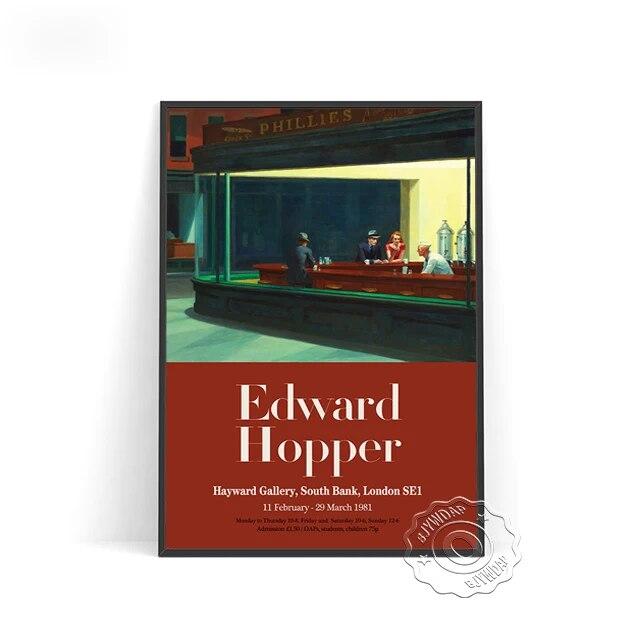 Плакат выставки Эдварда Хоппера, Художественные репродукции «Утреннее солнце», Настенная картина «Ночные ястребы», Настенное искусство с пейзажем из современной американской жизни без рамки