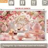 2D Let's Partea Фотофон Элегантный Розовый Чайник и Роза Фон для Чаепития