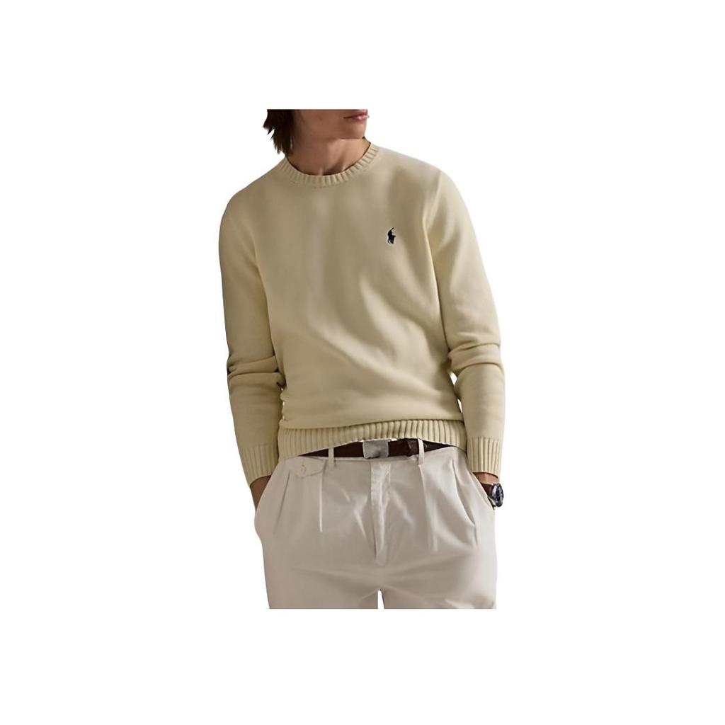 Свитер мужской Polo Ralph Lauren однотонный с логотипом, с круглым вырезом, вязаный, артикул MNPOSWE16822194-101