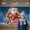 Holiday Banner Santa Claus Theme Santa Sleigh Backdrop Reindeer Backdrop Gift Box Decoration Christmas Tree Background