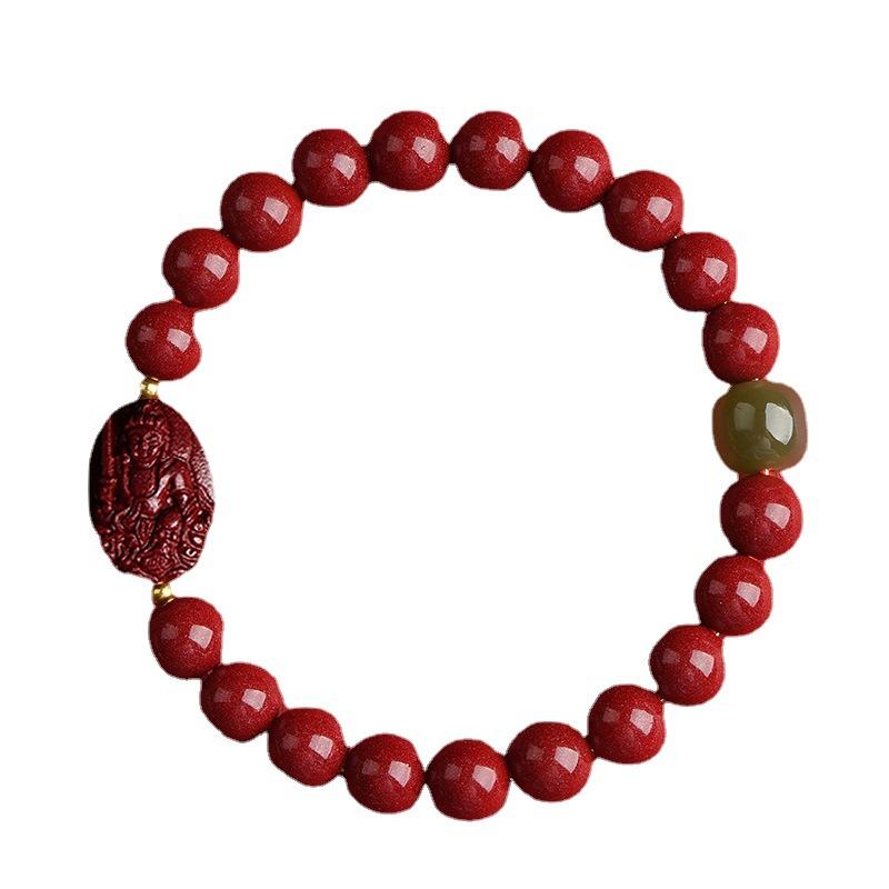 Cinnabar zodiac bracelet for women, purple gold sand, Puxian Manjushri, Void zodiac bracelet
