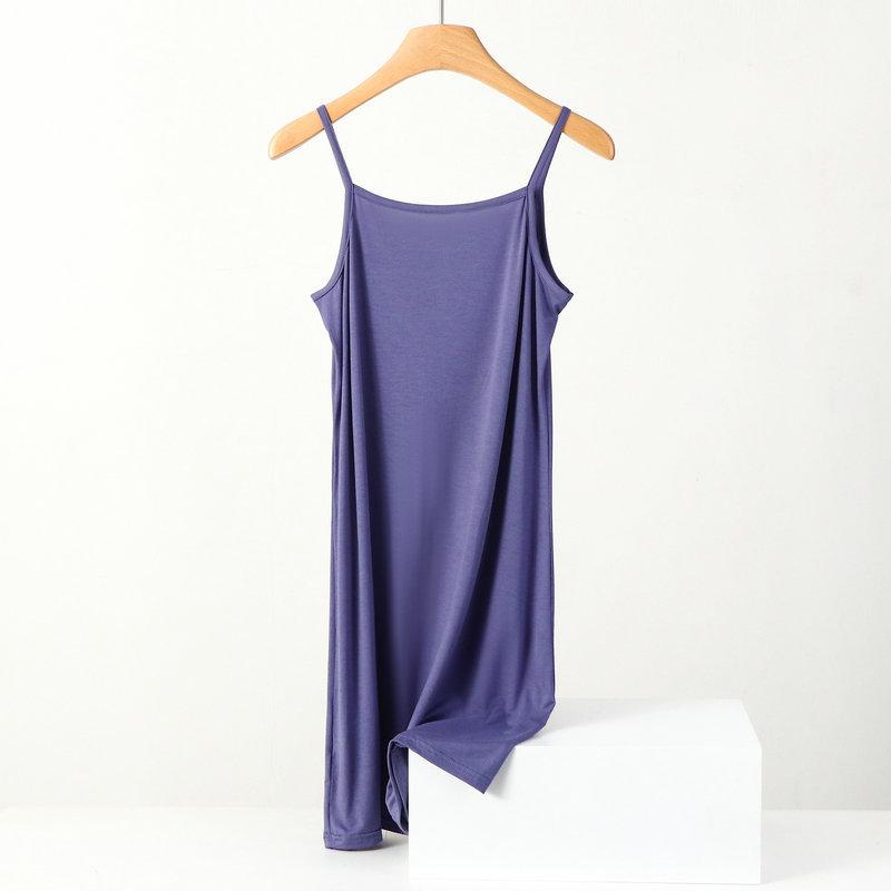 Модальное платье средней длины и макси Летнее однотонное Внутреннее без рукавов Большого размера Свободное платье-жилет Повседневный низ Юбка на подтяжках