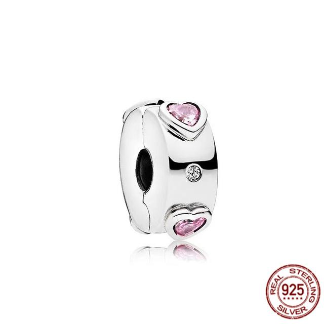 Стерлингового серебра 925 пробы, прозрачное Pav éClip, подвеска из бисера, подходит для милого модного браслета, ожерелье, модные украшения, подарок для женщин