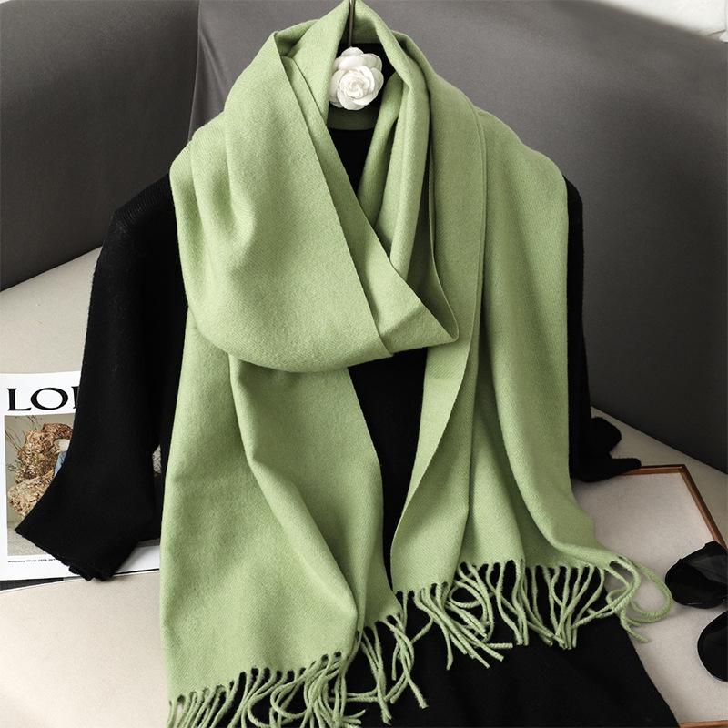 62Color Solid Women Winter Scarf Теплый Утолщенный Кашемировый Шаль Уличная Мода Роскошные Кисточки Пашмина Дамская Накидка Ветрозащитные Шарфы