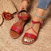 Fashion 2025 New Style Round Toe Flat Sandals Summer Fashion Solid Color Round Head  Ankle Buckle Comfortable Casual Sandals for Women