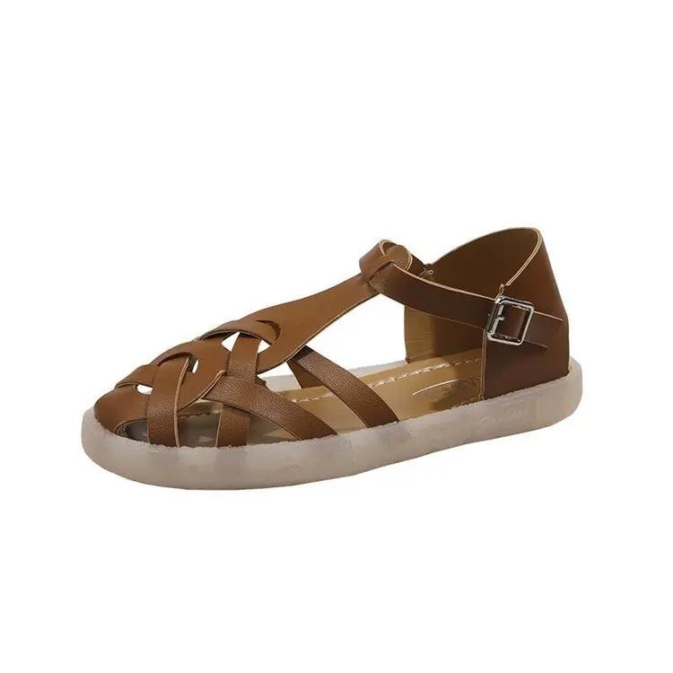 Модные летние сандалии Flar Модные женские сандалии на плоской подошве на танкетке Повседневные женские сандалии с открытым носком