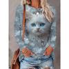 Модная женская футболка с круглым вырезом и длинным рукавом, 3D, повседневная, с цветной печатью, в западном стиле