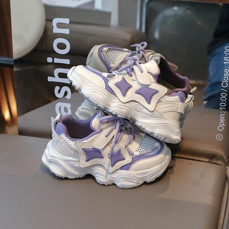 New Children's Sneakers Spring Autumn Mesh Sports Shoes for Girls Fashion Causal Kids School Chunky Basketball Shoes Non-slip