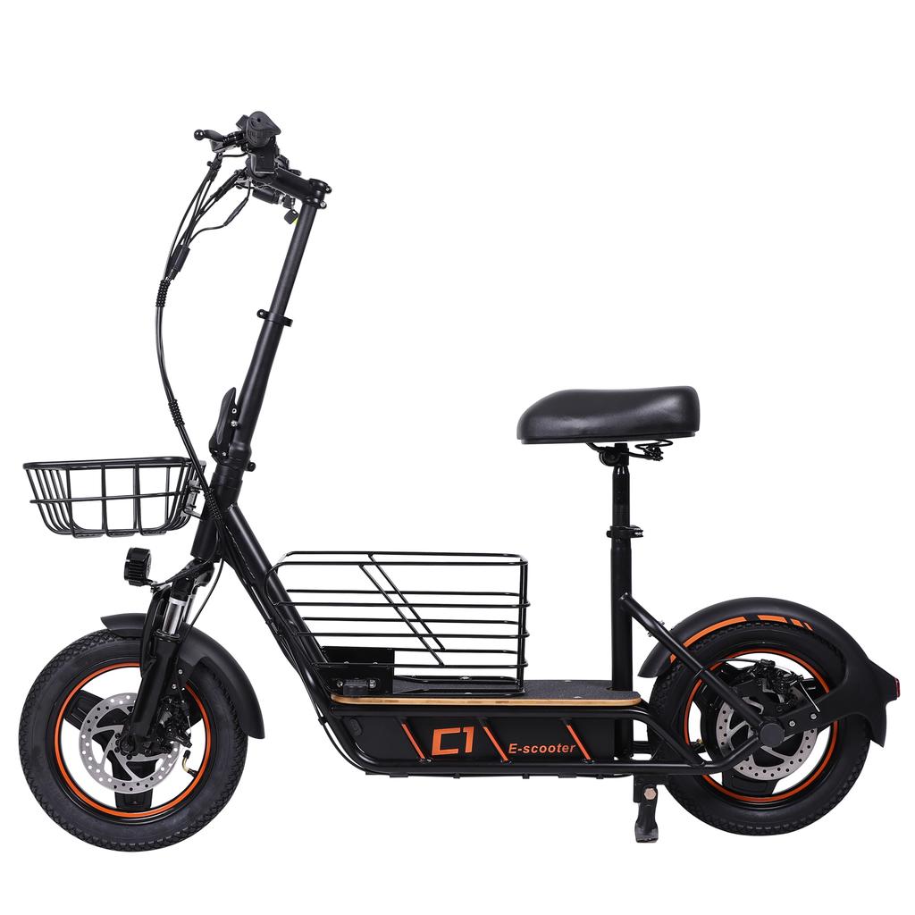 H14E-Scooters600W Brushless Motor 36V10AH Lithium Battery Dual Disc Brakes 14” Pneumatic Tires Foldable Electric Scooters
