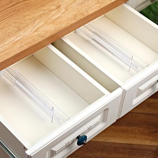 Adjustable Drawer Divider Clear Drawer Organizer Expandable Drawer Separator for Clothes Baby Utensils Cutlery Bedroom Kitchen Drawer Organization