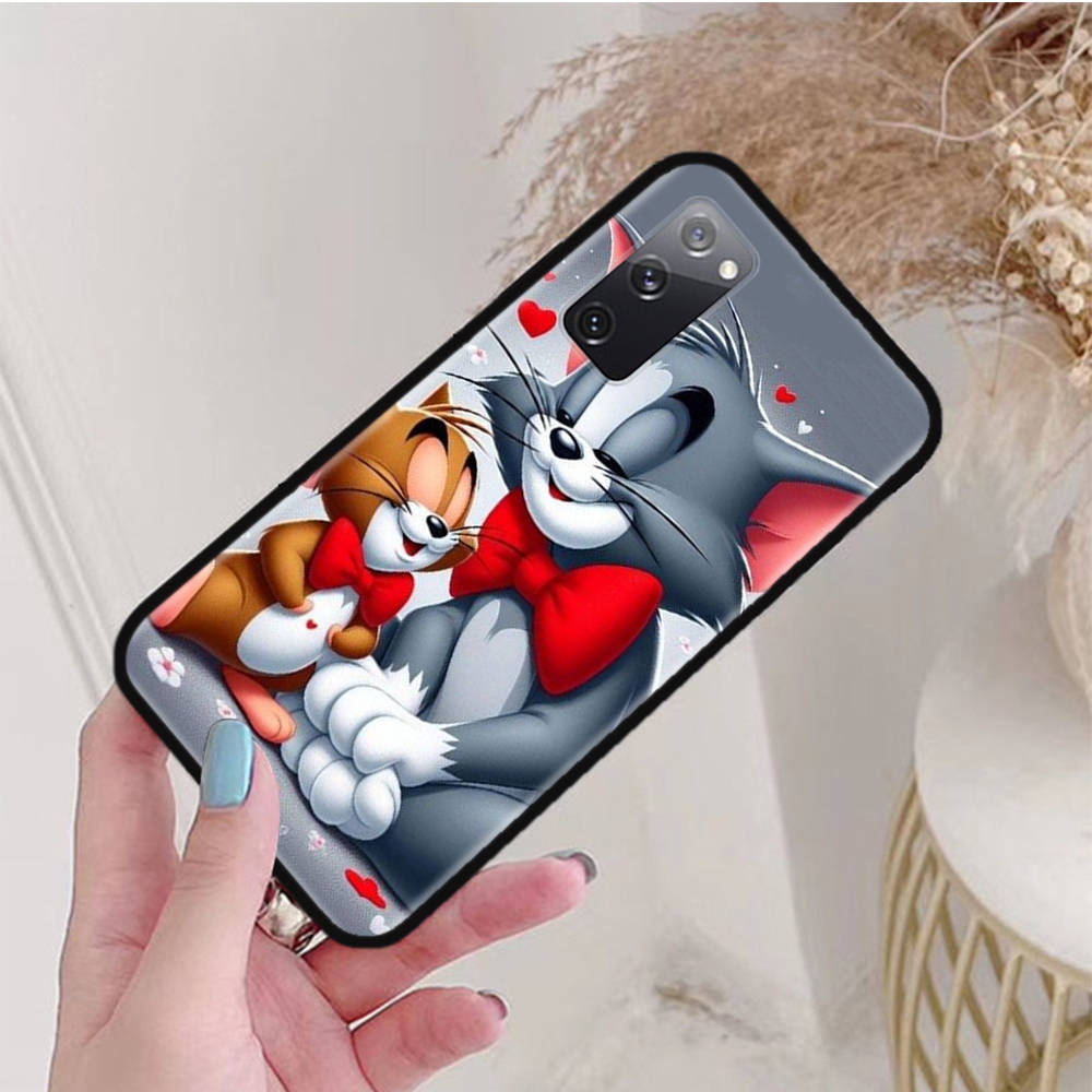Черный чехол для Xiaomi Poco X6 X4 M5 M6 F5 F6 C65 C55 C50 C51 C40 Pro Redmi 14C A3X 13C 12C 11T 10A 9C Note 7 6 8A Plus C-46 Tom Jerry Cat Cartoon
